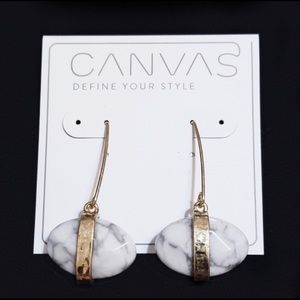 2 /$10- GOLDTONE WHITE HOWLITE  THREADER EARRINGS